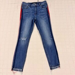 Express Women’s Ankle Legging Jeans High Rise Side Red Stripe Stretch 8R
